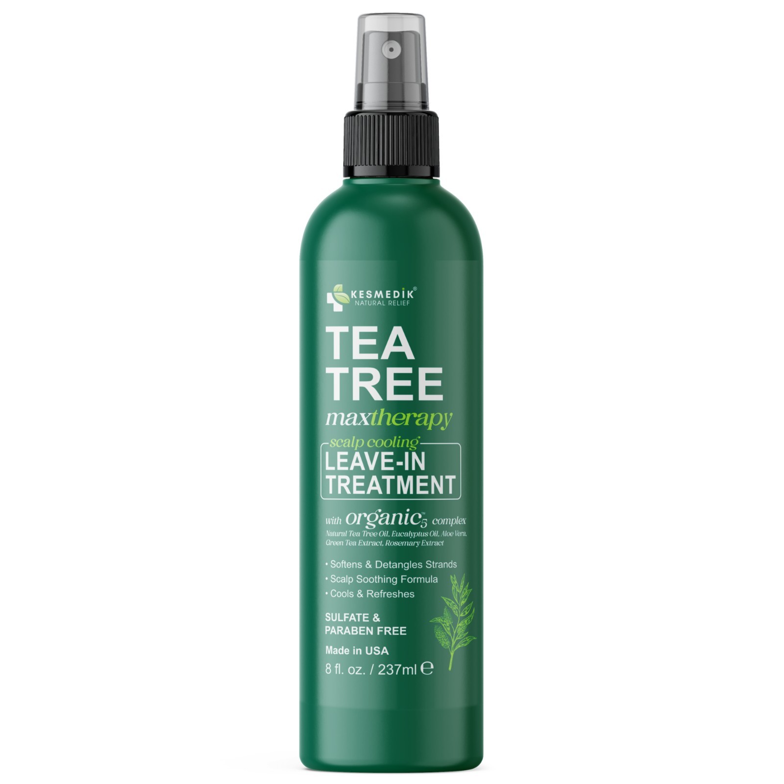 Tea Tree Oil Leave In Conditioner Detangler Spray Scalp Treatment Anti Frizz 8oz