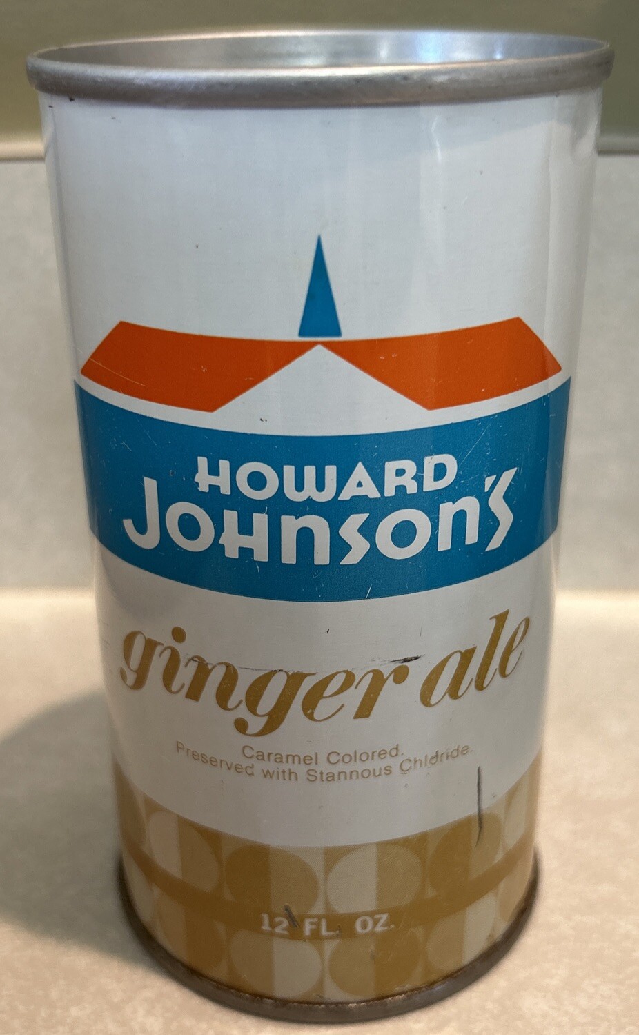 Vintage Howard Johnson’s Ginger Ale 12 Oz. Empty Pull Tab Steel Can