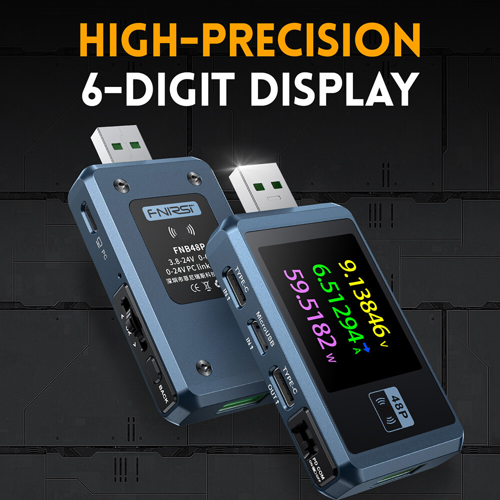 FNB48P Bluetooth USB Tester Voltmeter Ammeter Type-C Charge Detection Trigger US