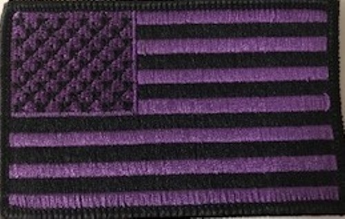 United States USA Flag Patch W/ VELCRO® Brand Fastener Purple & Black Version