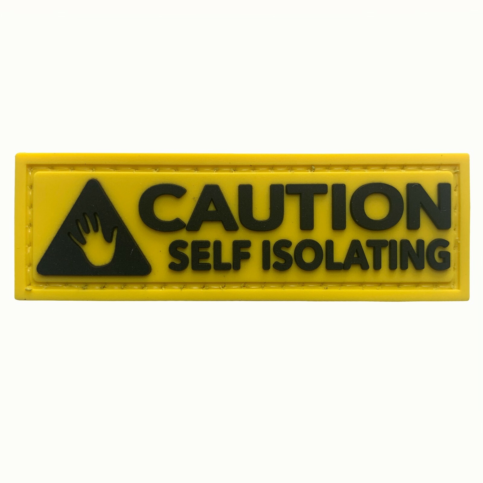 PVC Patch 3D Airsoft Yellow Patch Caution Self Isolating Corona #9013