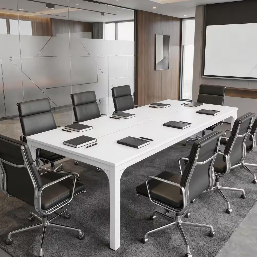 Moroni 78.7 In. Rectangle White Wood Conference Table Desk Large Meeting Seminar