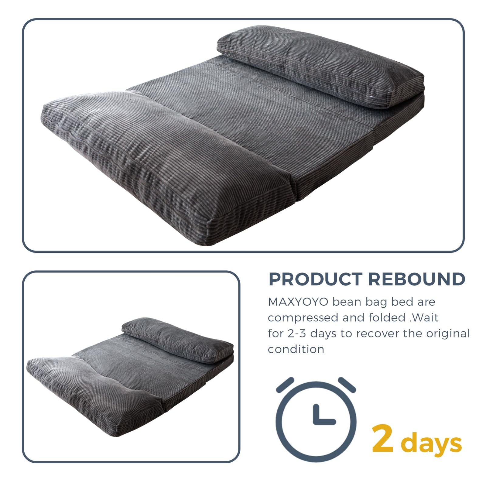 Folding Sofa Bed, Extra Thick and Long Floor Sofa Convertible Sleeper Chair w...