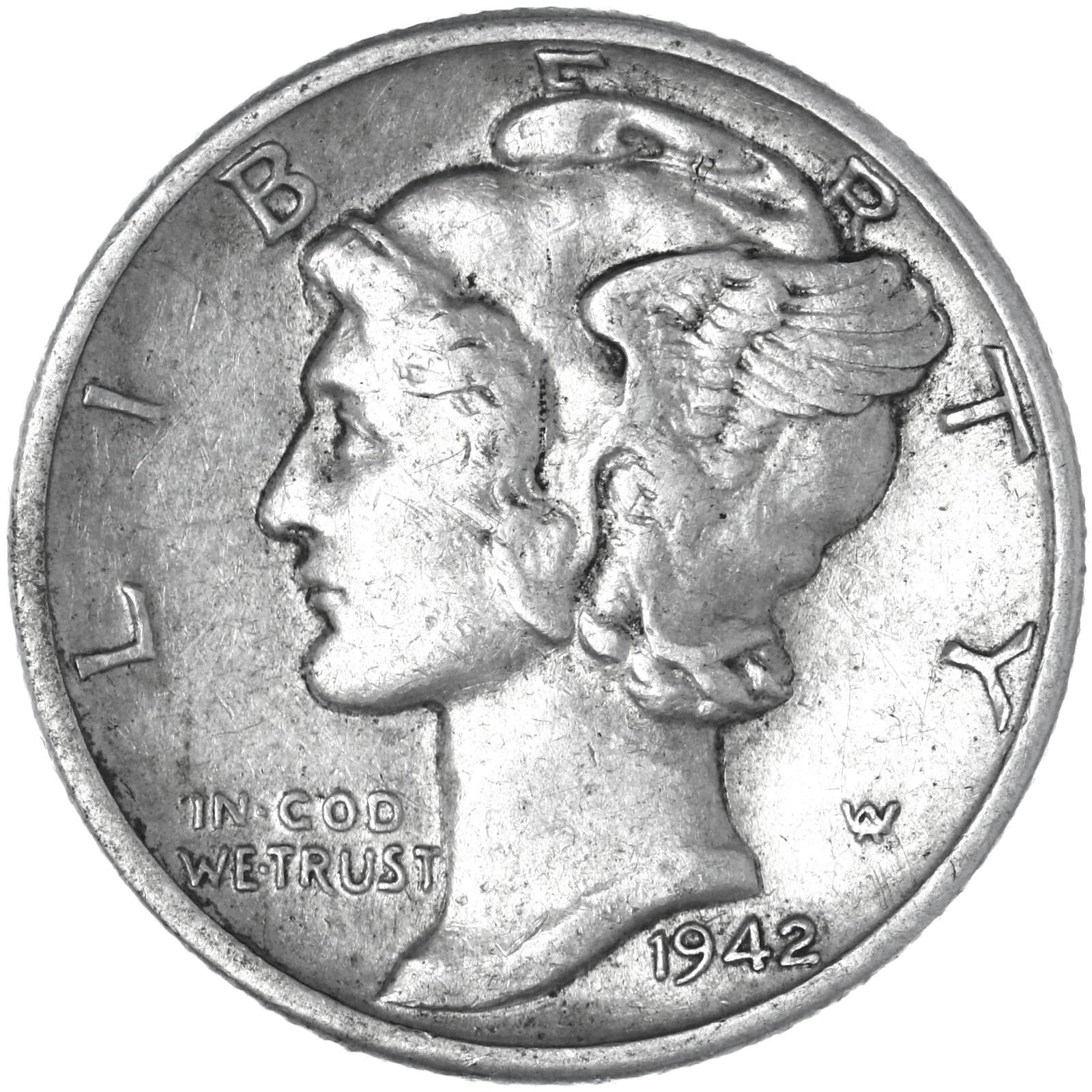 1942 D Mercury Dime 90% Silver Extra Fine XF