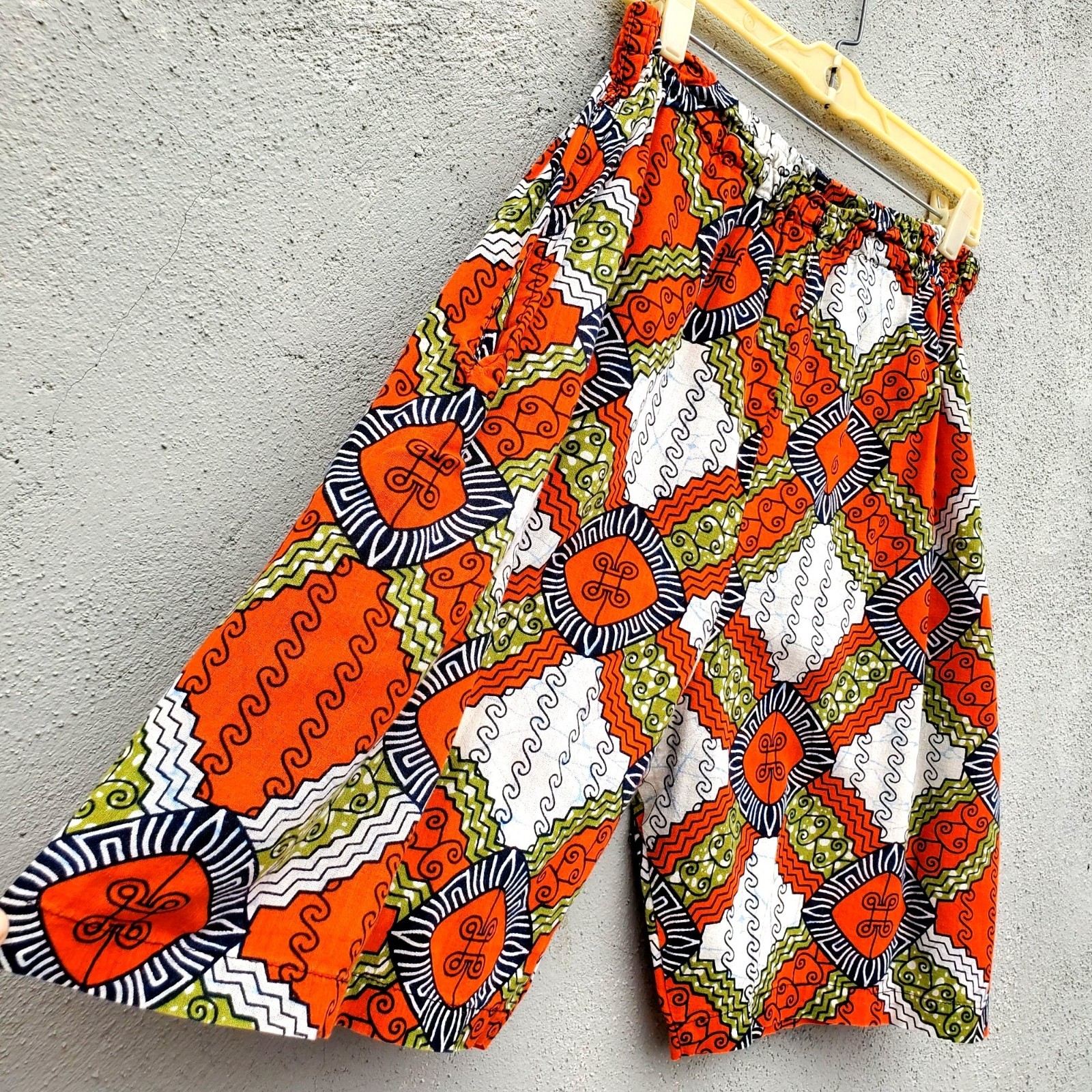 Vintage African Wax Print Baggy Shorts Festival Boho Unisex With Pockets