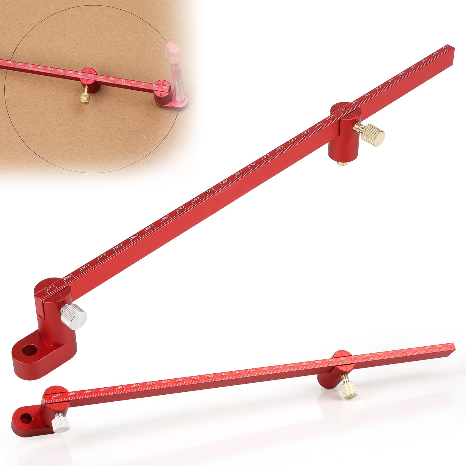 11.8"Woodworking Compass Scriber Adjustable Circle Marking Line Ruler Gauge Tool