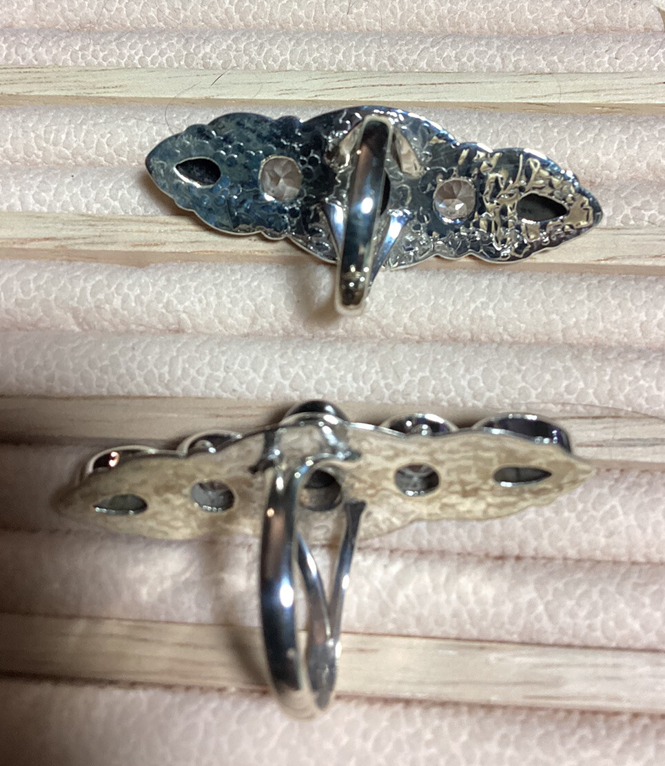 Onyx & Crystal Quartz Ring Sz 6.75 Or 7.25
