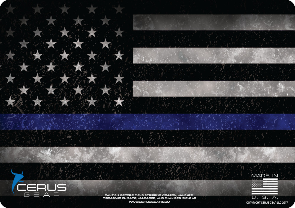 Cerus Gear Police Support Flag Handgun Gun Cleaning Mat Thin Blue Line Pro Mat