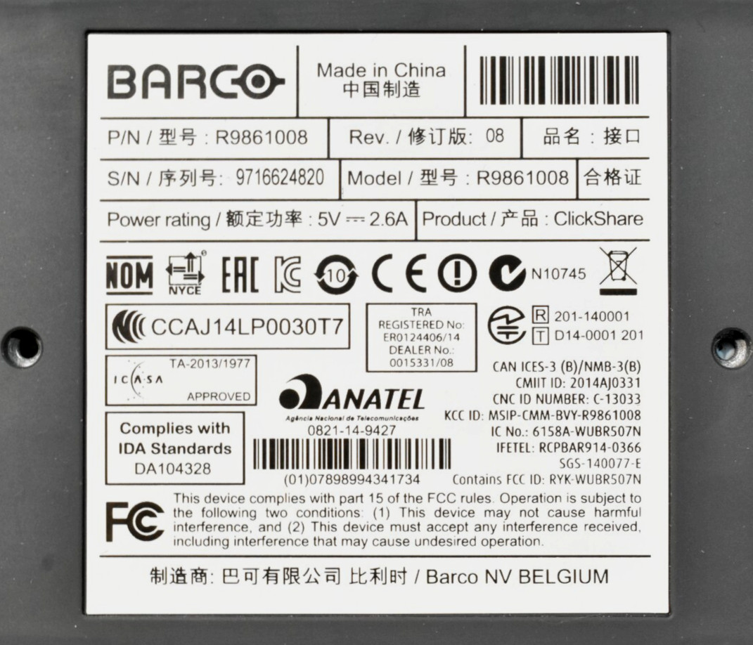 Barco R9861008 Clickshare Wireless Presentation System UNIT ONLY
