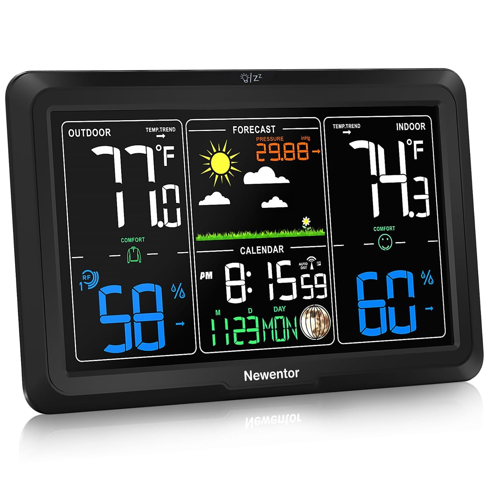 Newentor Weather Station Wireless Indoor Outdoor, Indoor Outdoor Thermometer ...