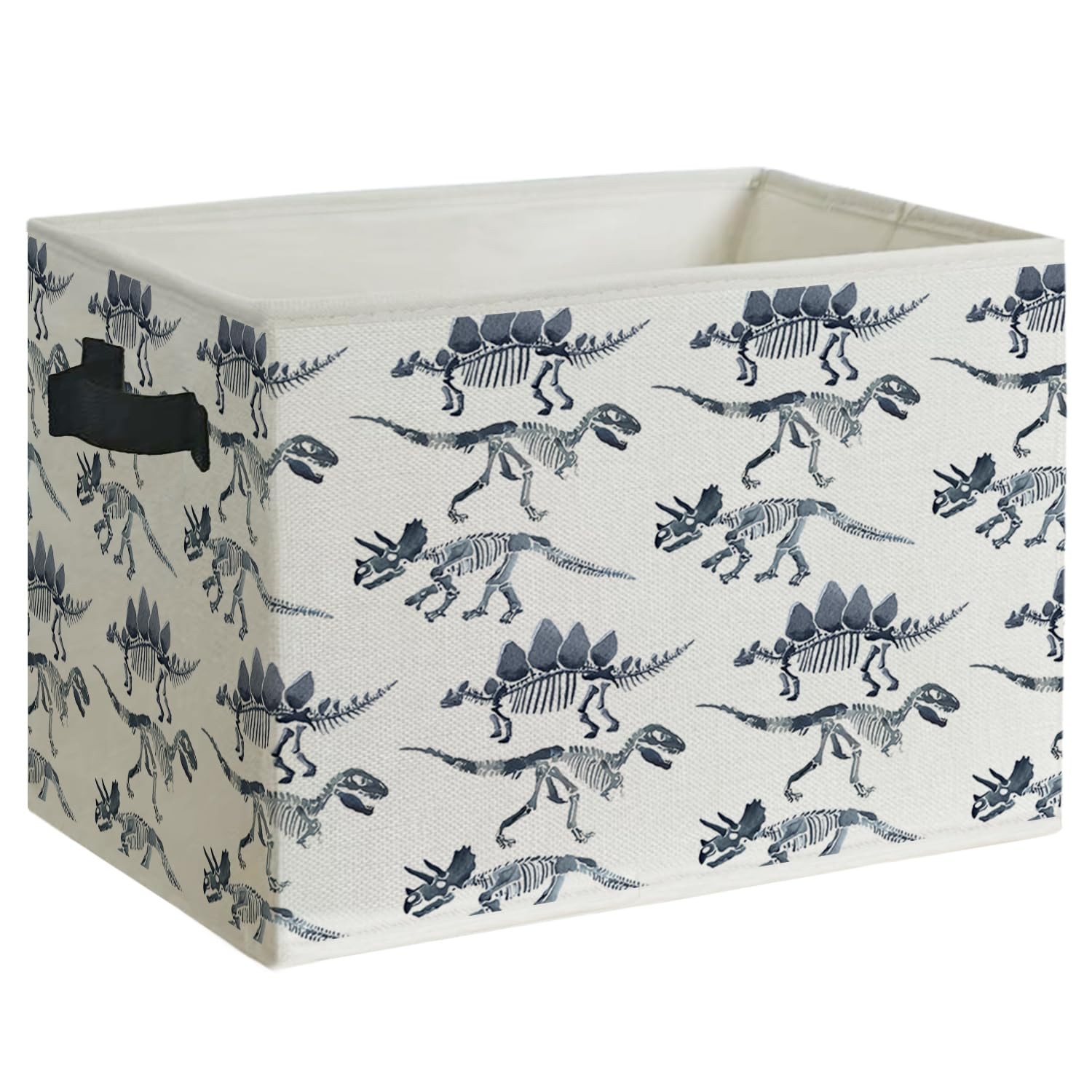 Blue Dinosaur Nursery Storage Basket with Handles, Dinosaur Fossil Playroom C...