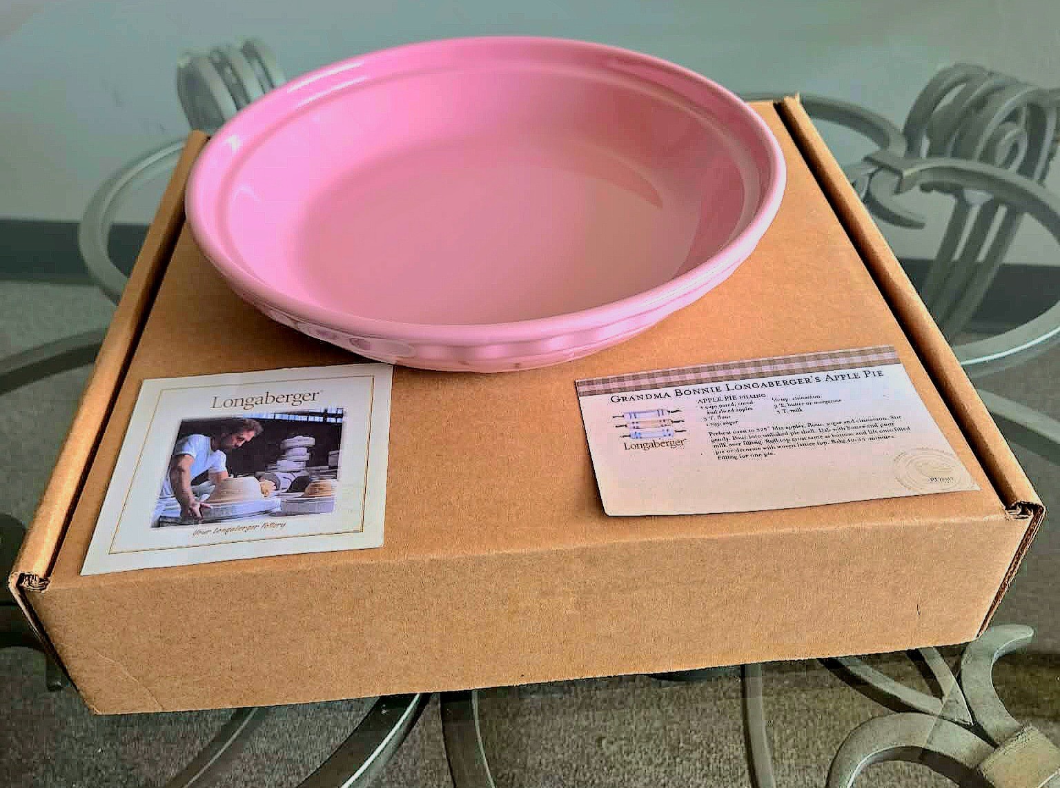 NEW!! Longaberger Pottery Grandma Bonnie's Pink Horizon of Hope 10." Pie Plate