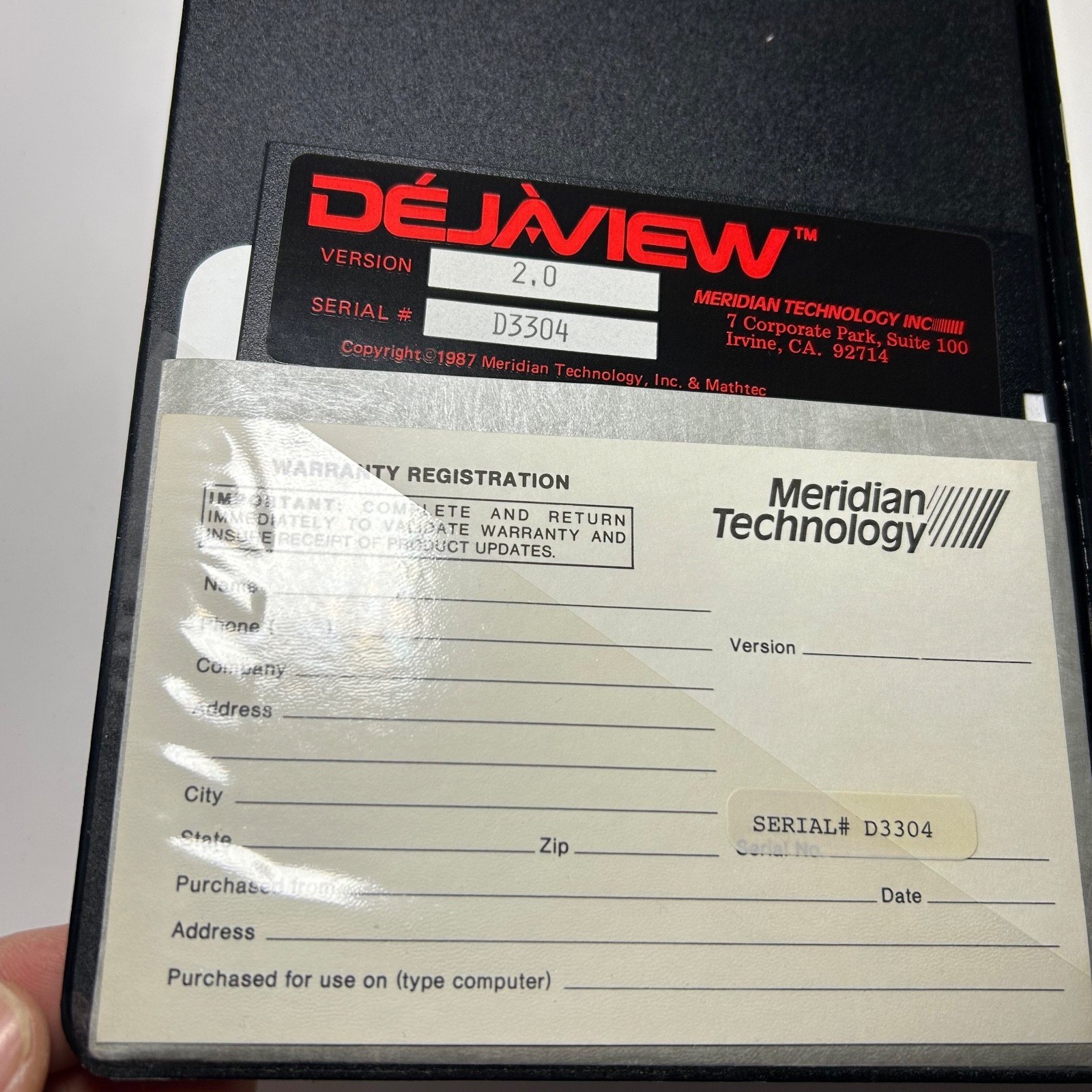 Dejaview Meridian Technology Software v2.0 IBM 5.25" Floppy Disk