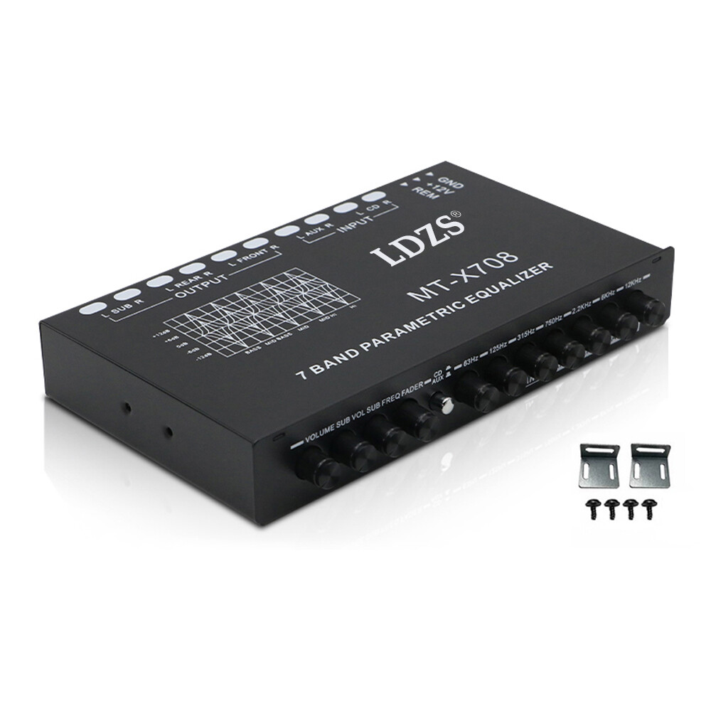 Car Audio Equalizer Adjustable 7Band EQ Graphic Equalizer with CD/AUX Input R8H0