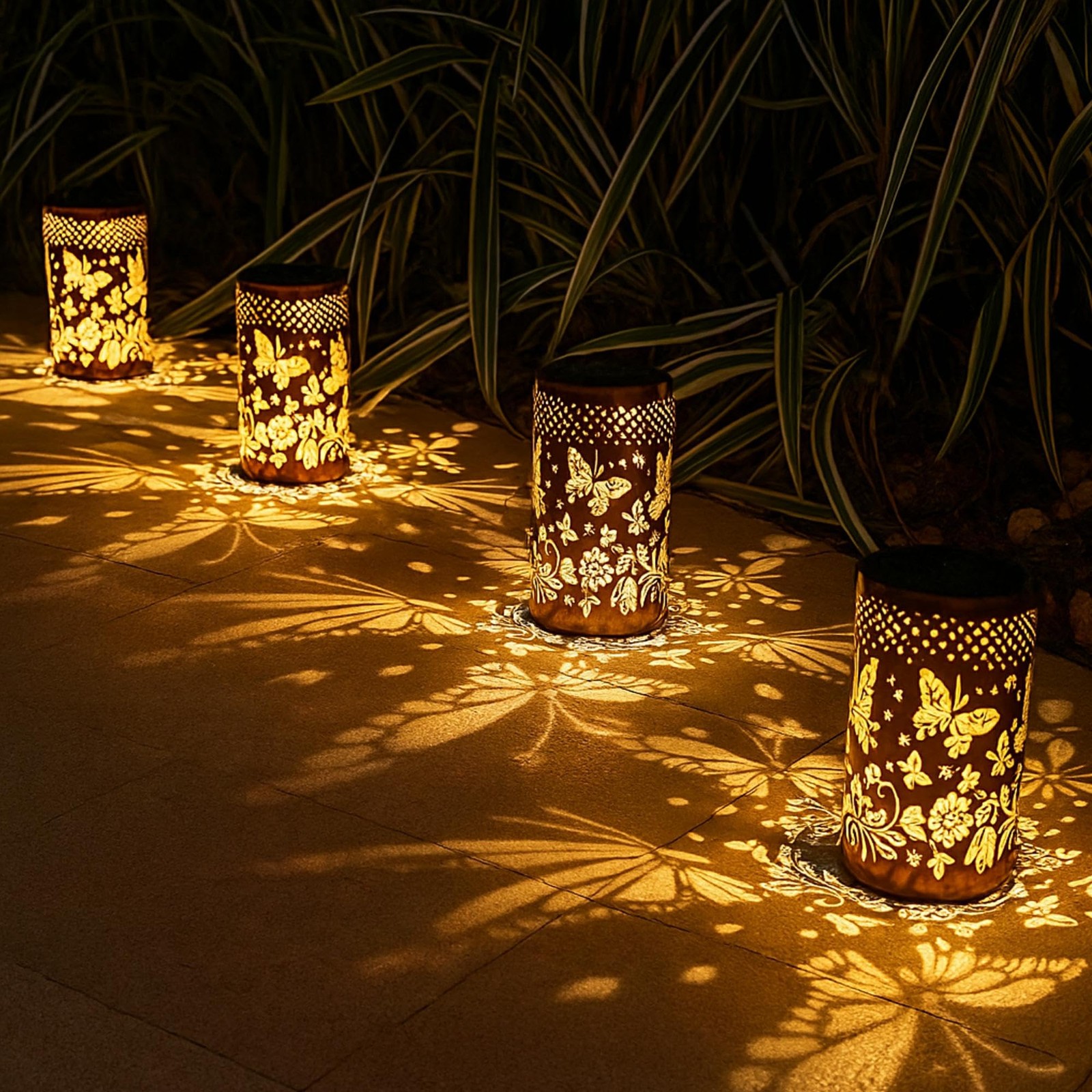Ganeen 4 Pcs Butterfly Solar Lanterns Outdoor Waterproof – Decorative Garden ...