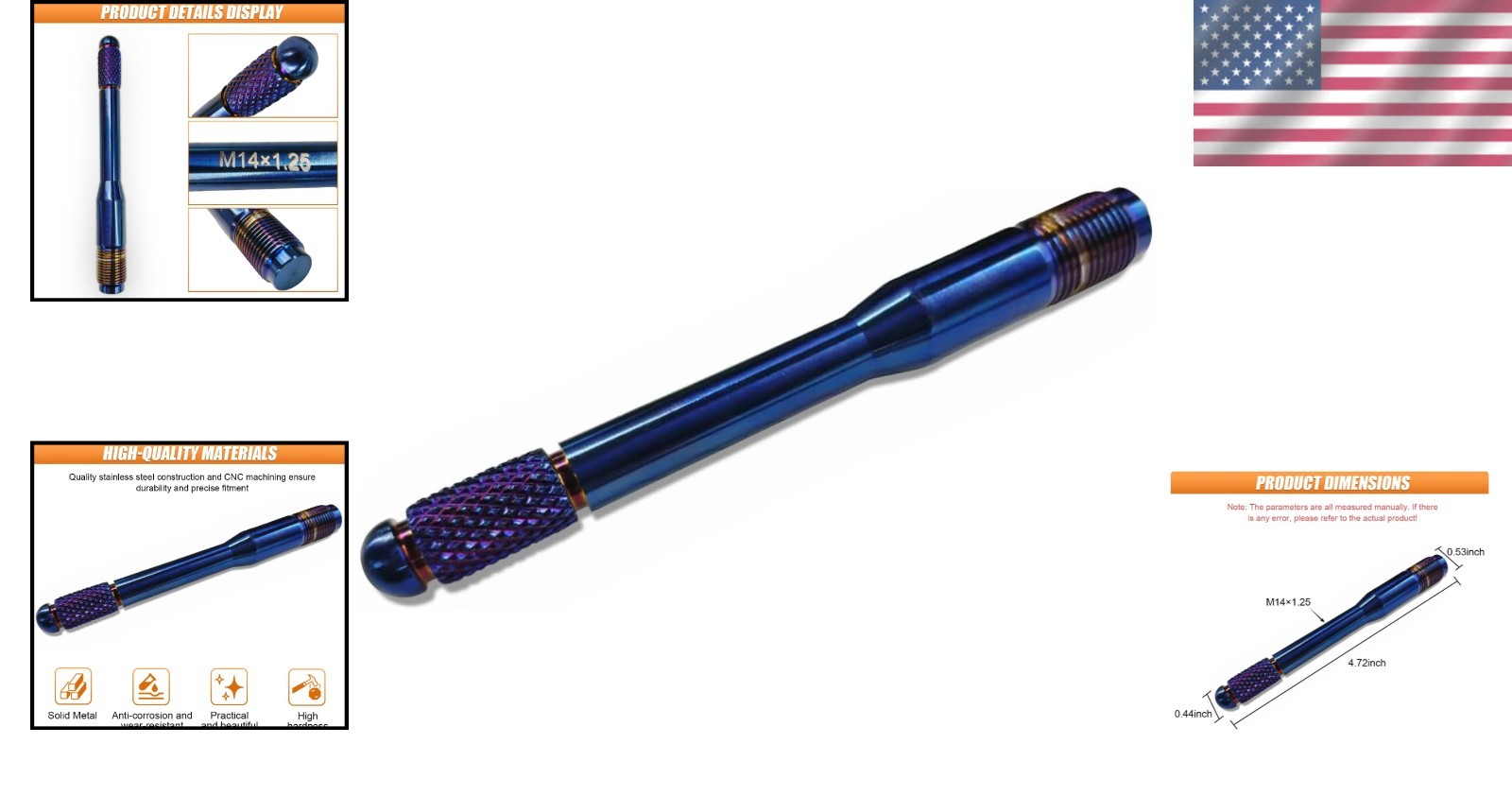 Compact M14x1.25 Wheel Alignment Pin - Durable & Corrosion-Resistant Design