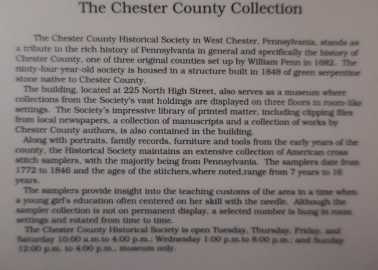 Hannah Matlack sampler leaflet #3; Chester County (PA) collection--New