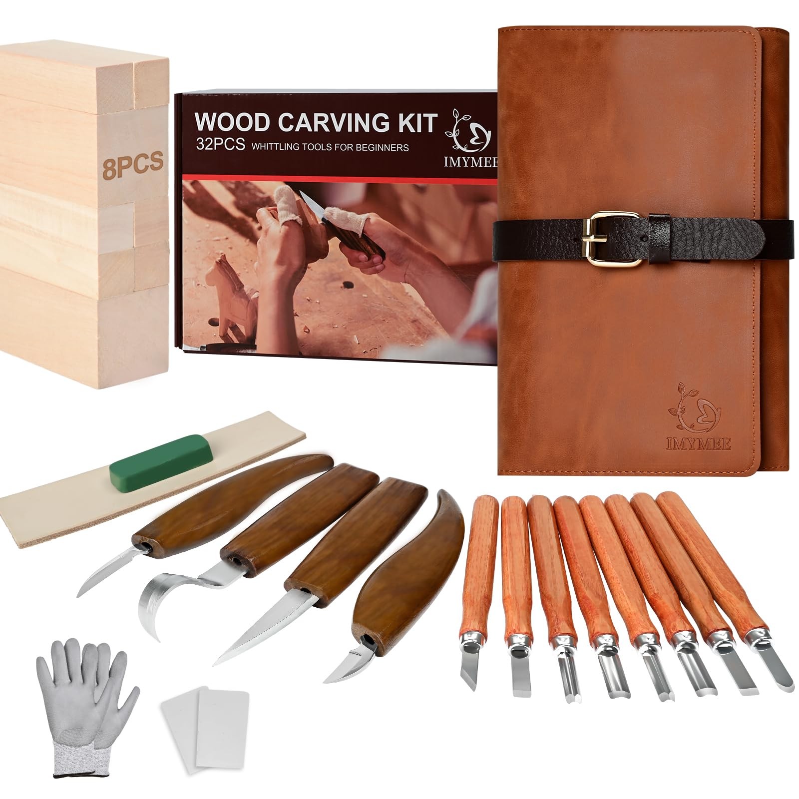 Deluxe Wood Carving Kit with Leather Case,Wood Carving Tools Set with Wood Ca...