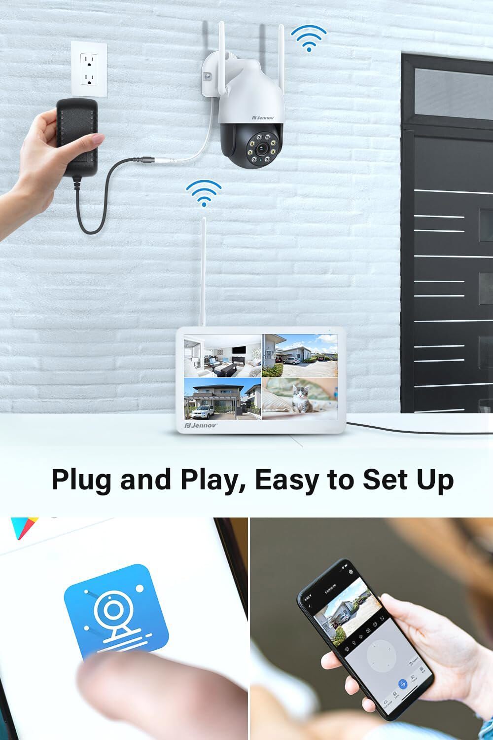 5MP 360° PTZ Security Camera for JENNOV J-Series Wireless Camera System NVR