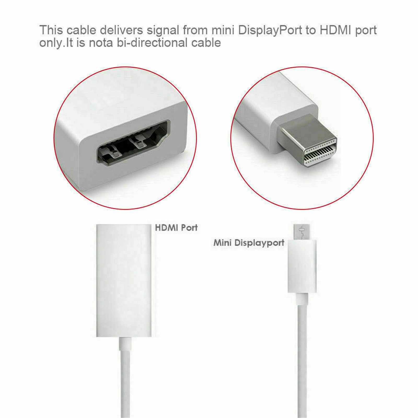 Mini DP Thunderbolt To HDMI Cable Converter For MacBook Surface Mac iMac