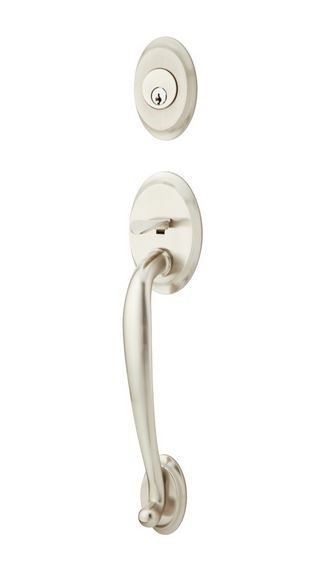 Emtek 4410 Entry Door Handle Set with Deadbolt, Providence Knob, Brushed Nickle