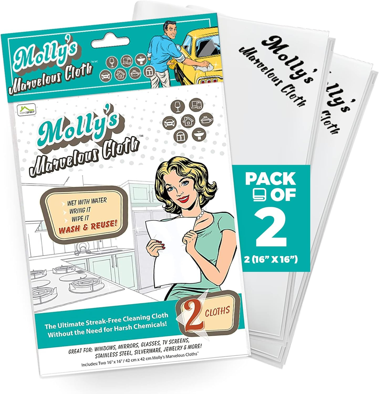 Molly'S Marvelous Cloth, Streak-Free, Lint-Free Microfiber Cleaning Cloth, Polis