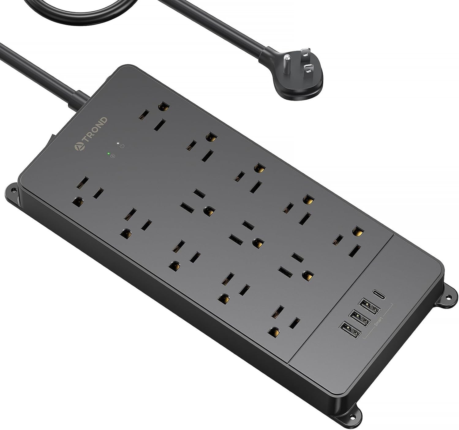 Power Strip Surge Protector 10 ft Cord 4000 Joules ETL Listed 13 Widely-Spaced