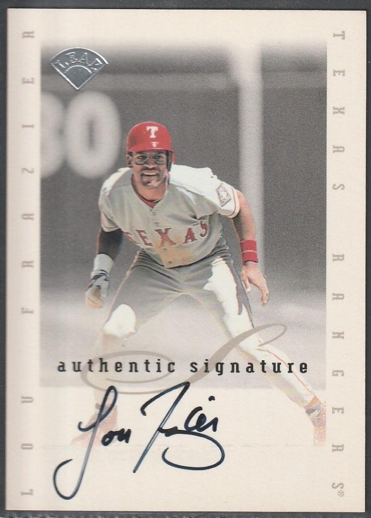 118,1996 Leaf Signature, Original Autograph of Lou Frazier, Rangers