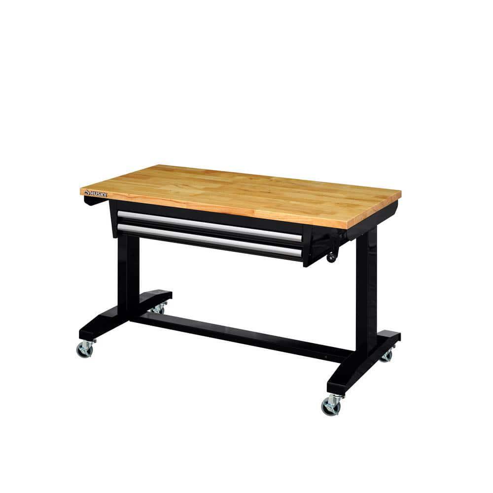 Worktable Tool Storage 46 in. W Black Adjustable Height 2-Drawers Home Desk
