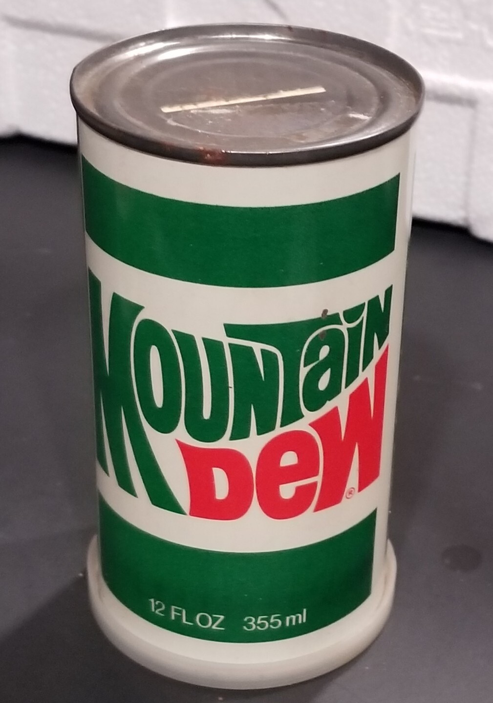 Vintage Mountain Dew Promo Can Bank W/ Vintage Mountain Dew T-Shirt 1970s
