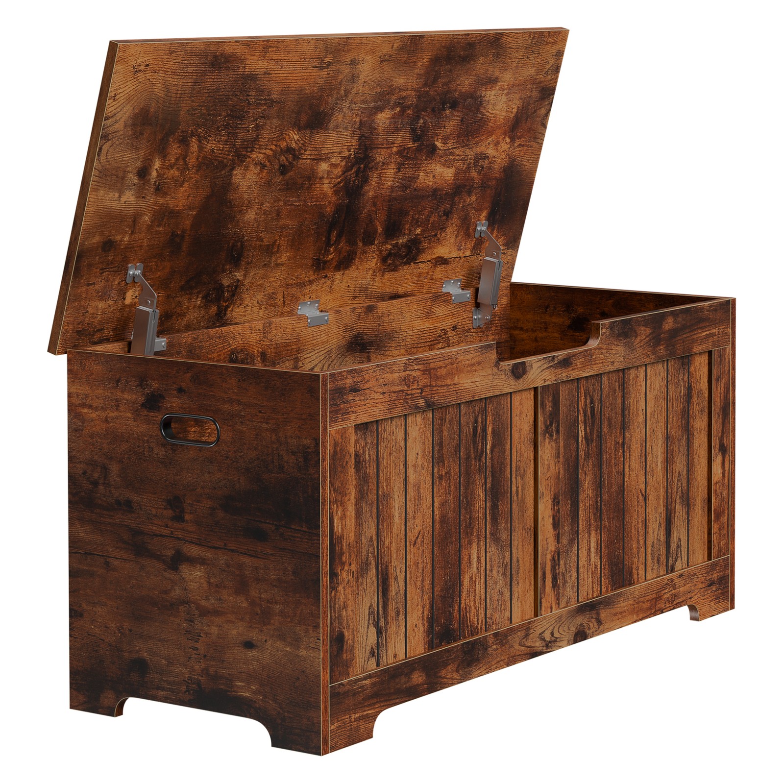 Storage Chest Storage Bench with Safety Hinge White for Playroom Rustic Brown