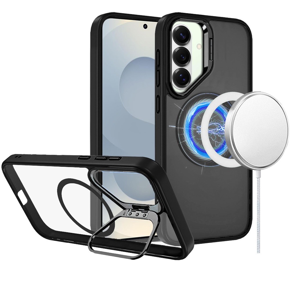 For Samsung S26 6.3" Case Magnetic Circle w/ Camera Lens Stand + Tempered Glass