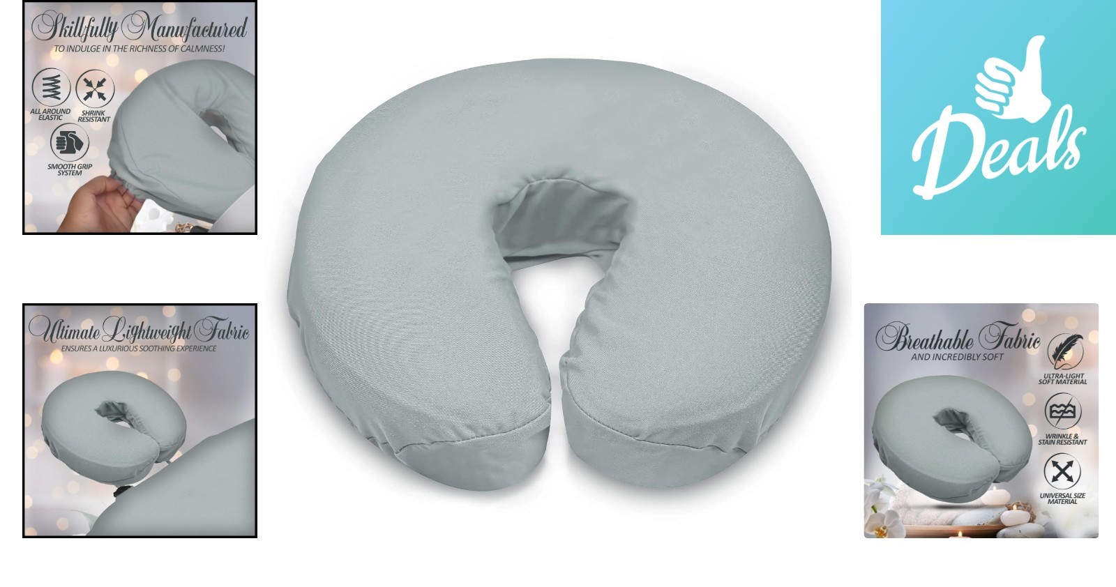 Stone Microfiber Face Rest Covers - Heavyweight & Soft, Fits Most Massage Tables