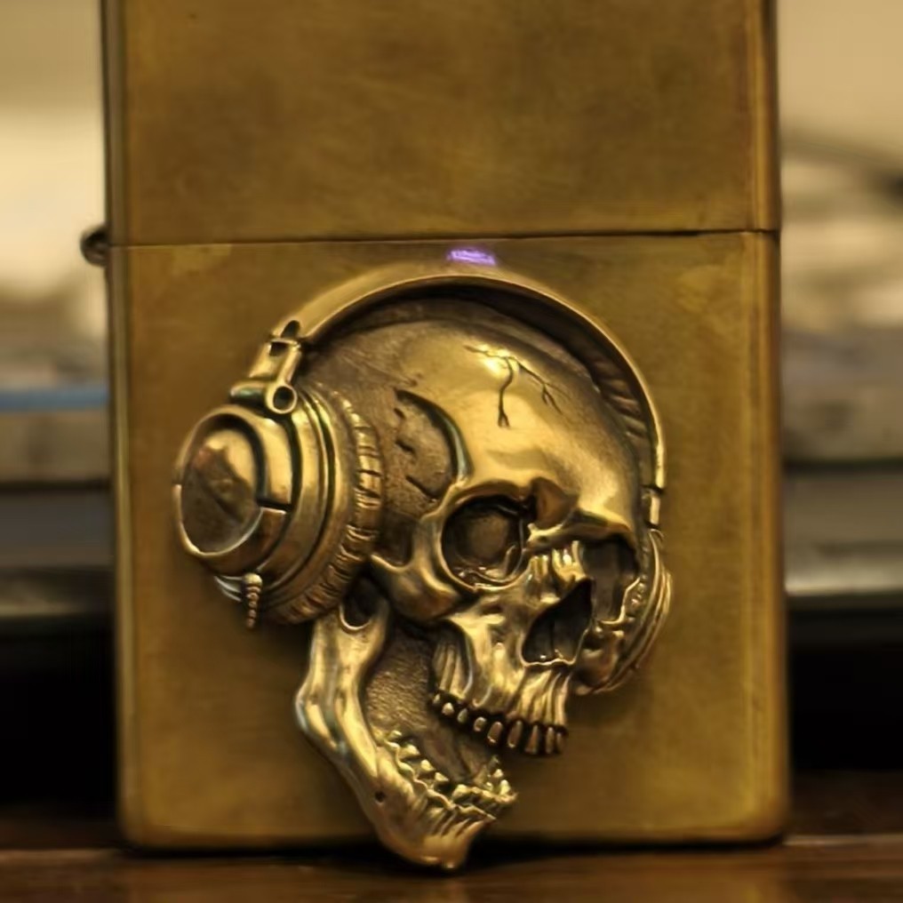 1 piece  Brass Skull Earphones sticker Lighter DIY Accessory