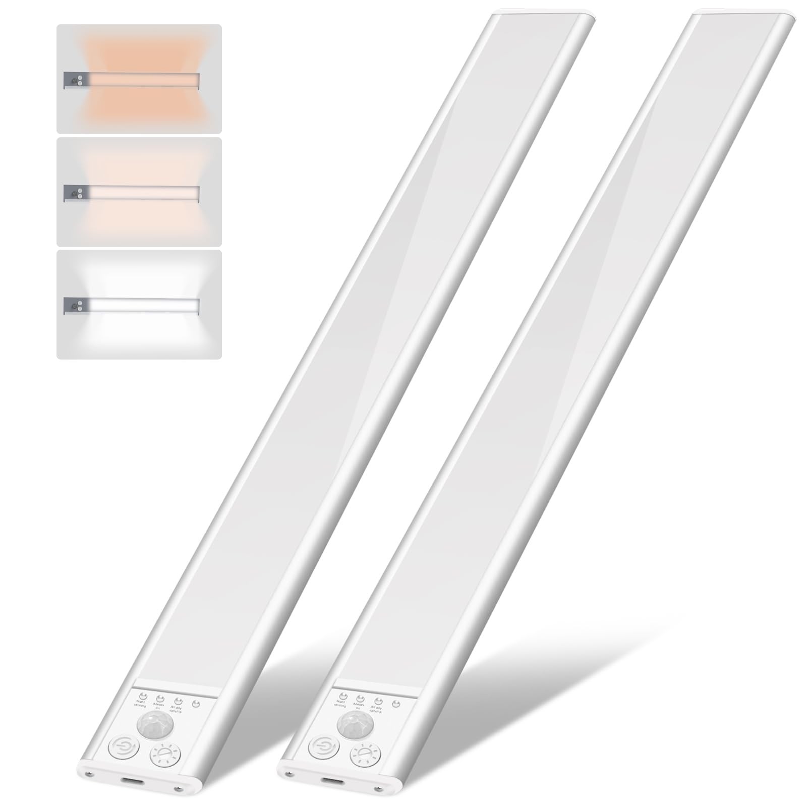Wireless Under Cabinet Lighting 60LED Motion Sensor Lights 2000mAh 2 Packs