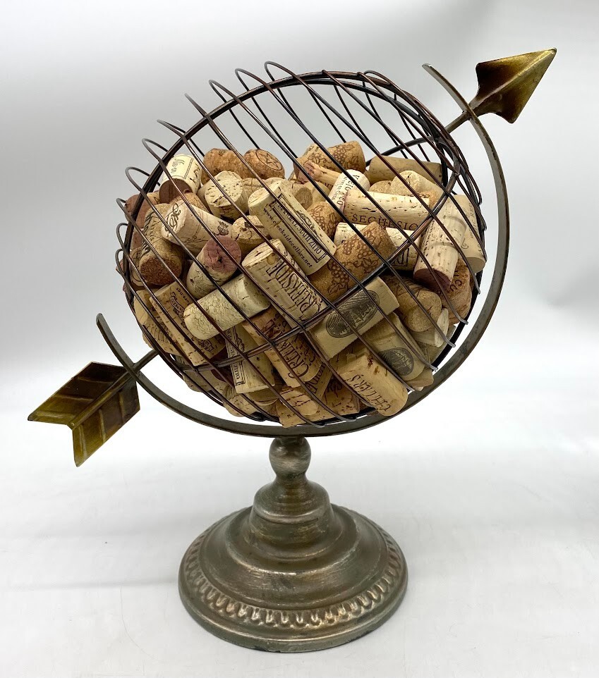 Metal Armillary Sphere Globe w/ Wine Corks