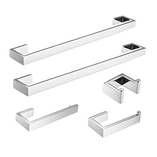 Bathroom Hardware Accessories Set Stainless Steel Wall Polished Chrome 5 Piece