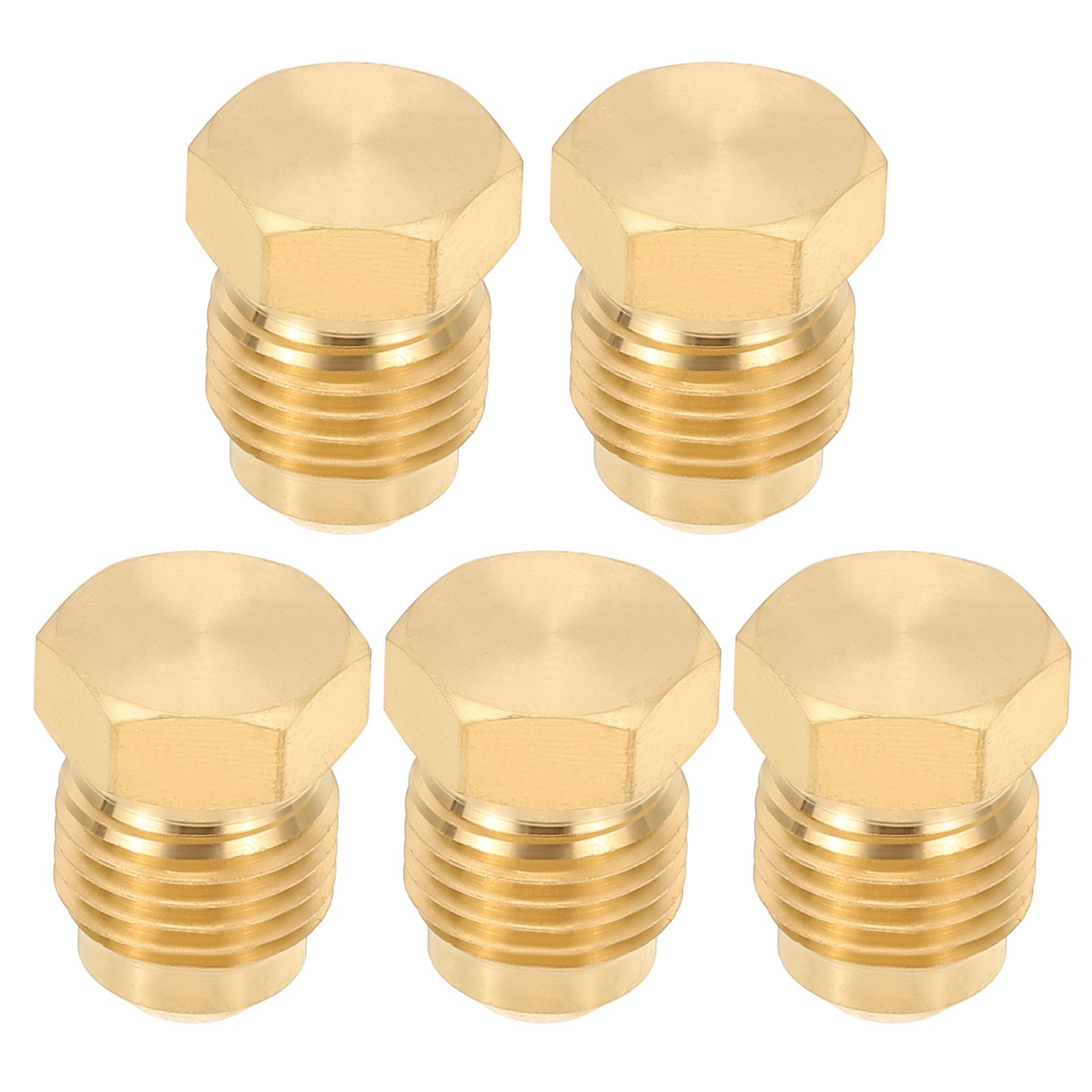 5/16" Brass Flared Plug, 5 Pack 45 Degree SAE Seal Tube Fitting, Brass Tone