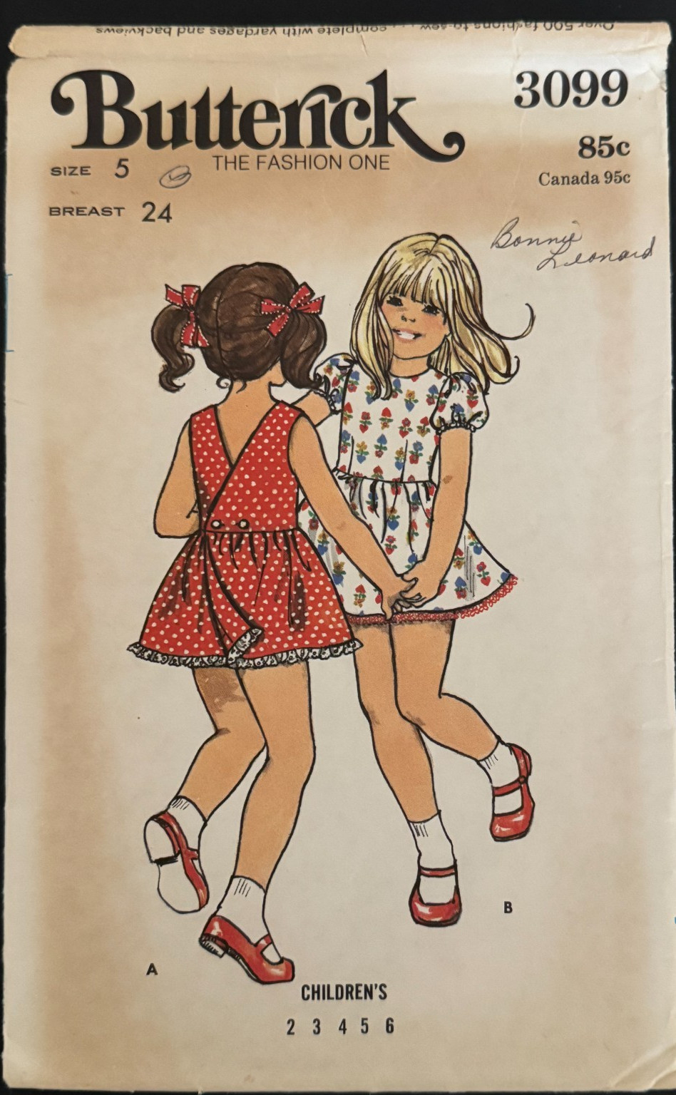 3099 Butterick Sewing Patterns Girl's DRESS and BLOOMERS Size 5 Bust 24