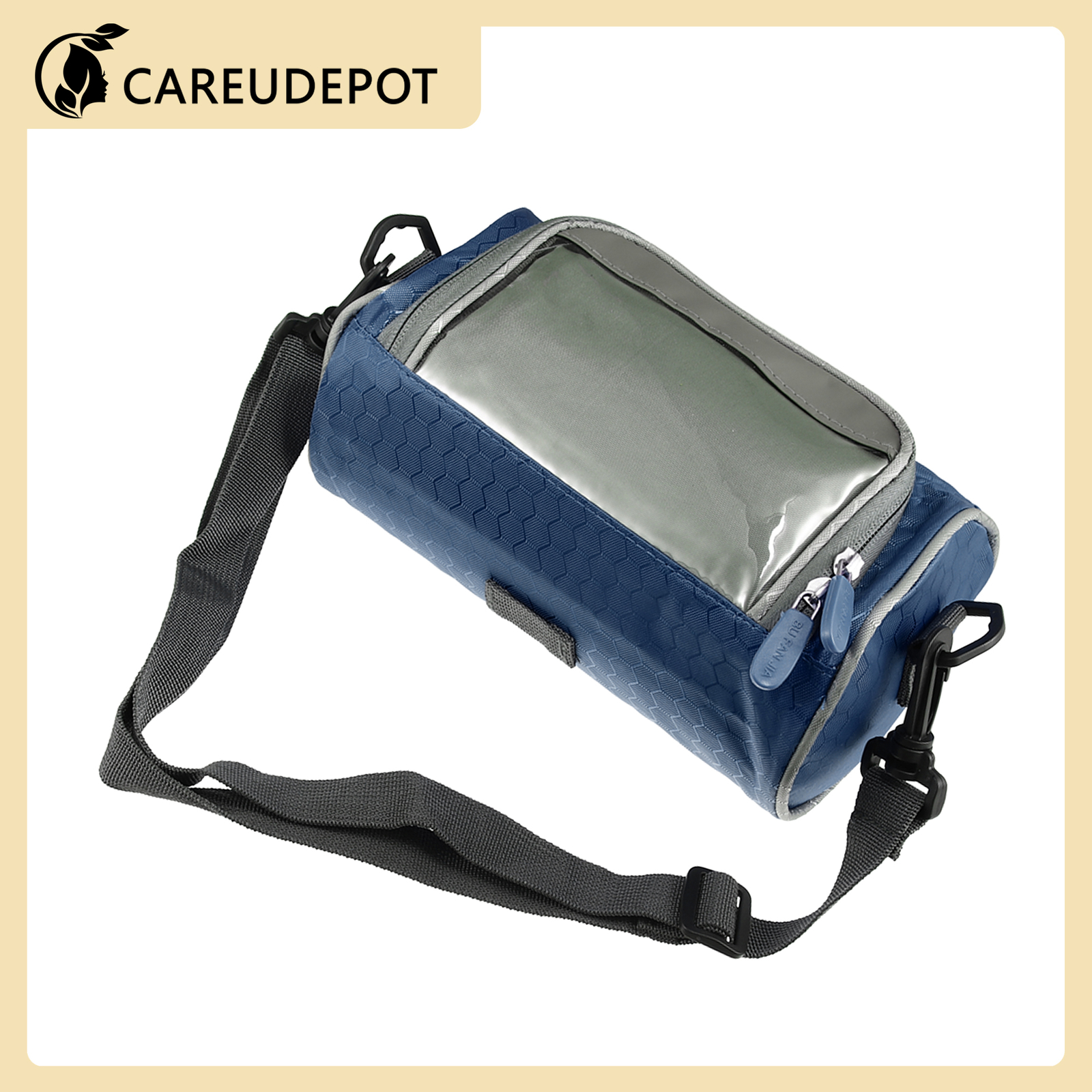 Bike Handlebar Bag with Phone Holder Polyester Storage Bag Navy Blue Item of 1