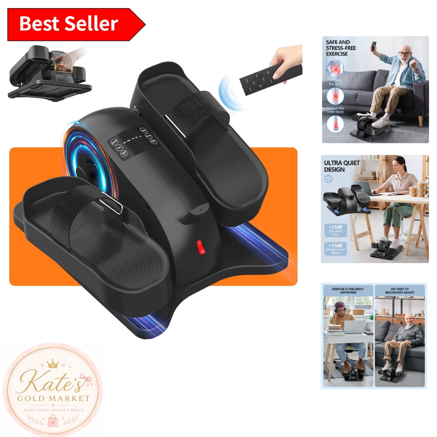 Under Desk Elliptical for Seniors - Portable Quiet Foot Pedal Exerciser with ...