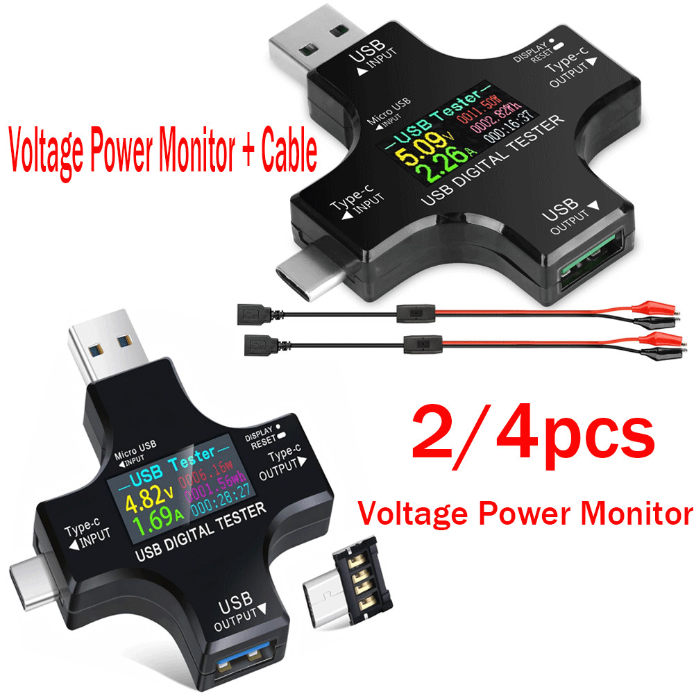 TypeC USB Digital Meter Tester Multimeter Current Voltage Power Monitor+Cable