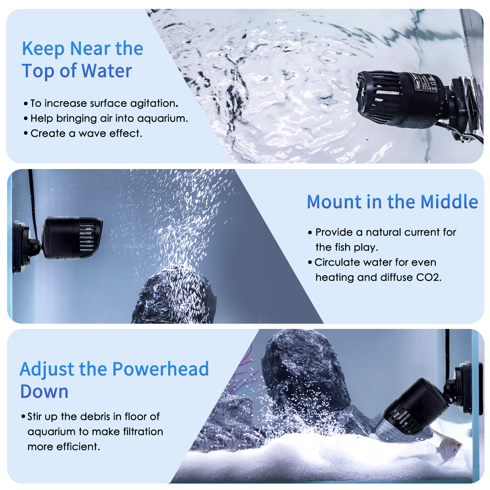 hygger Circulation Pump Aquarium Wave Maker, Fish Tank Powerhead Submersible