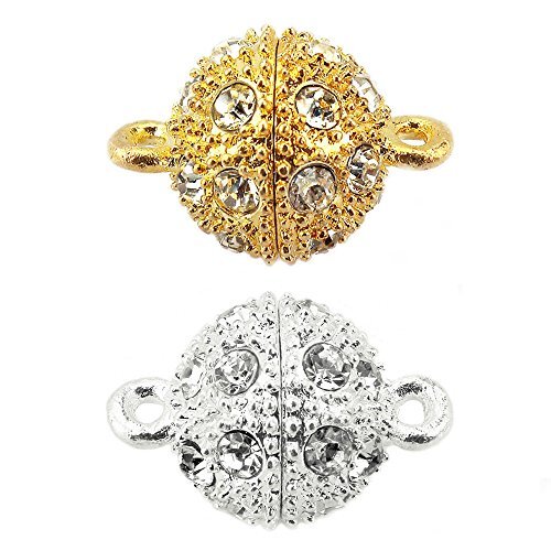 (TM) Crystal Style Bling Rhinestone Pave Ball Magnetic Beads Clasp for