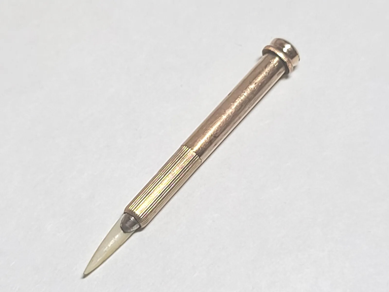 Rare Gold Victorian Miniature Quill Toothpick Extra Quill Inside