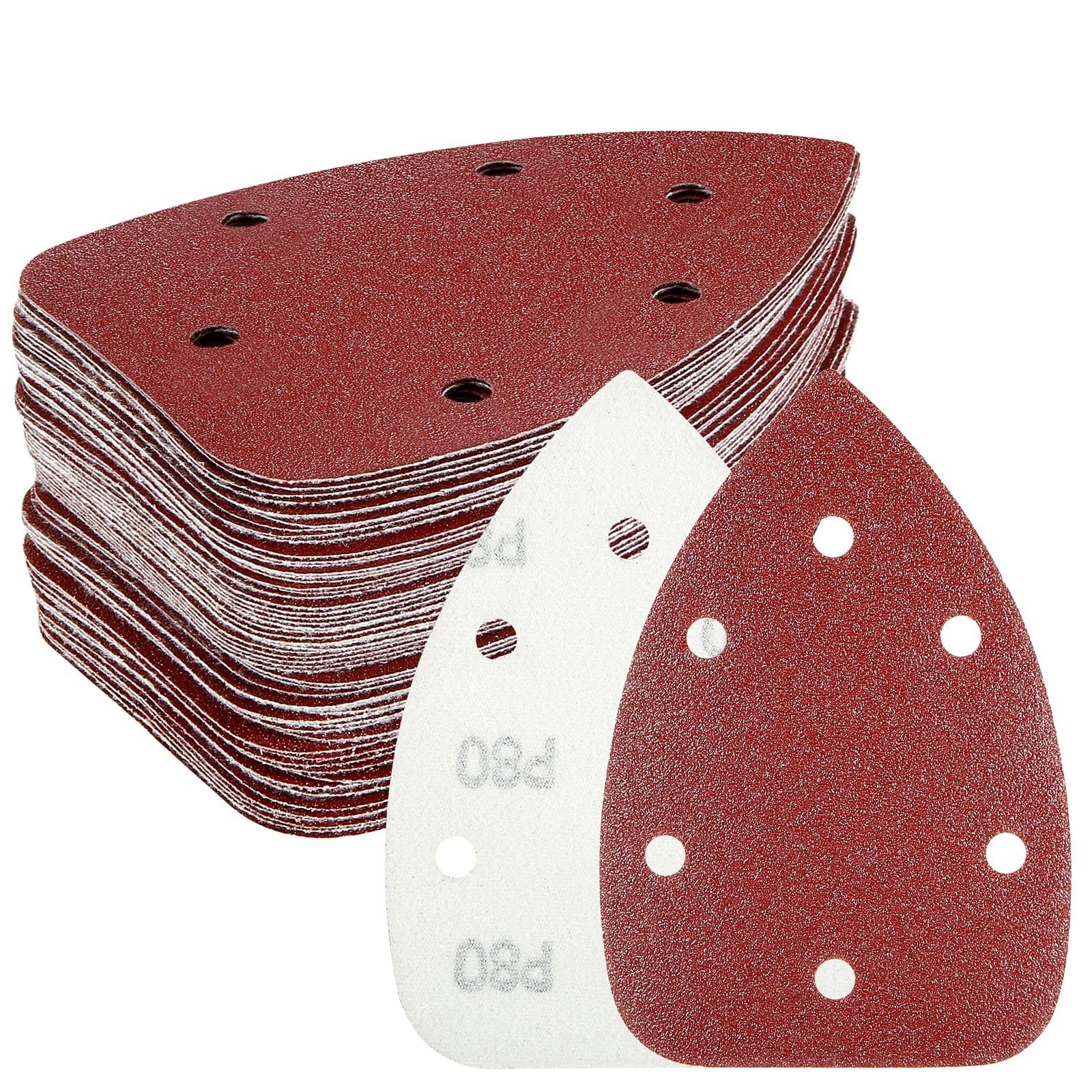 60PCS Triangular Sander Sandpaper, HYCHIKA Detail Sander Sandpaper Assorted 6...