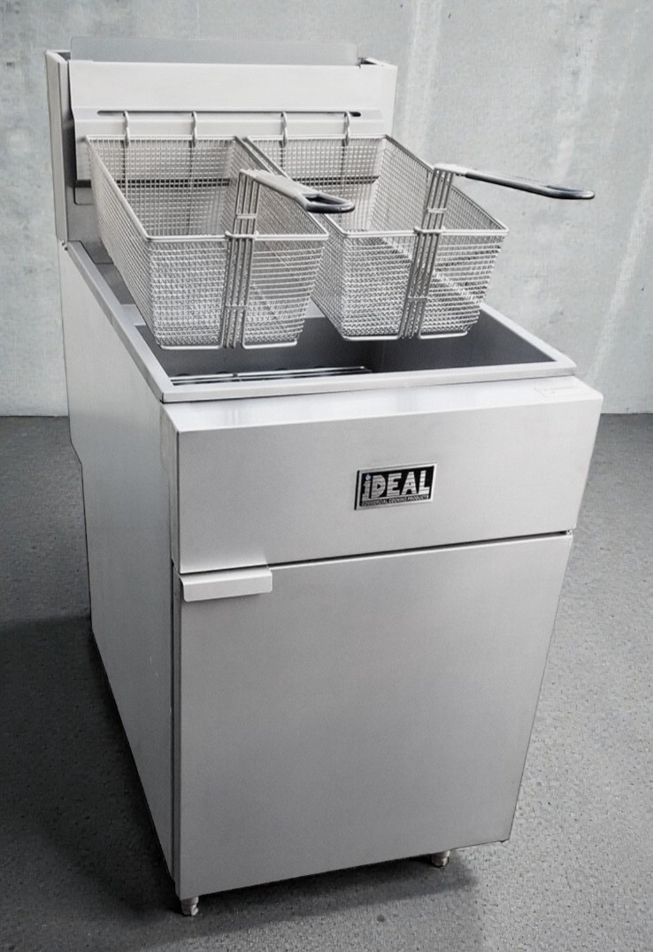 Ideal IDFR-90 90 lb Commercial Gas Deep Fryer 150,000 BTU Stainless NSF CSA