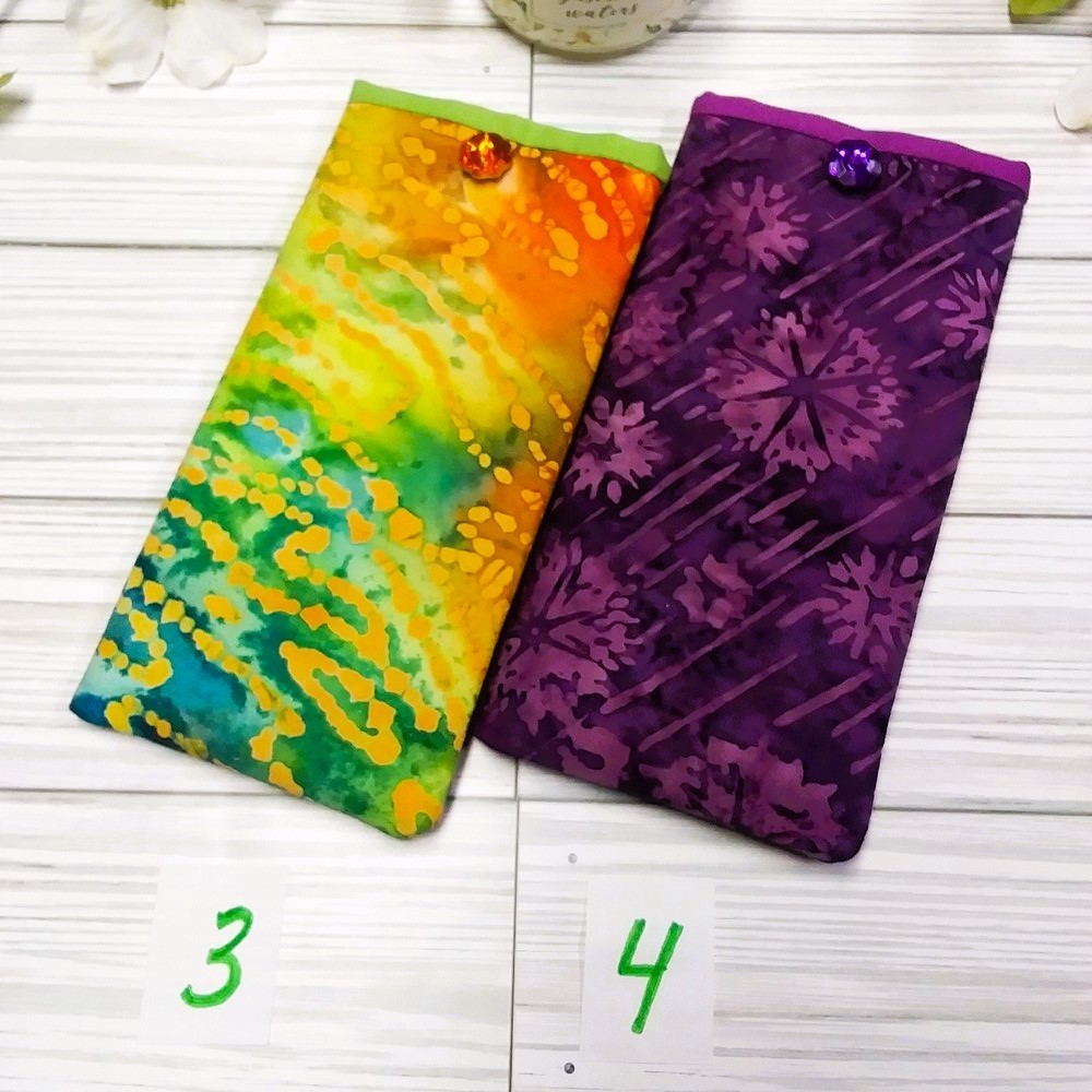 BATIK TIE DYE Eyeglass Readers Case/Pouch, Padded, Button Accent, Handmade