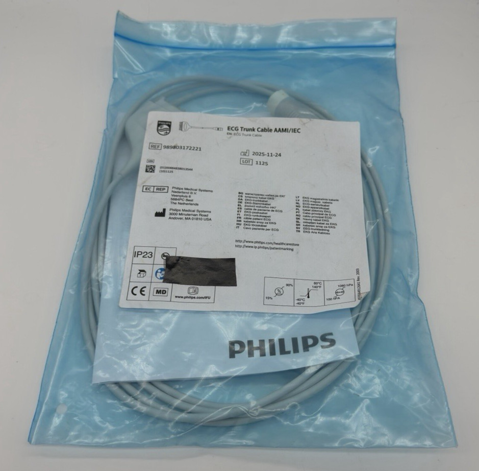 PHILIPS 989803172221 ECG Trunk Cable AAMI/IEC IEC Telemetry Cable NEW