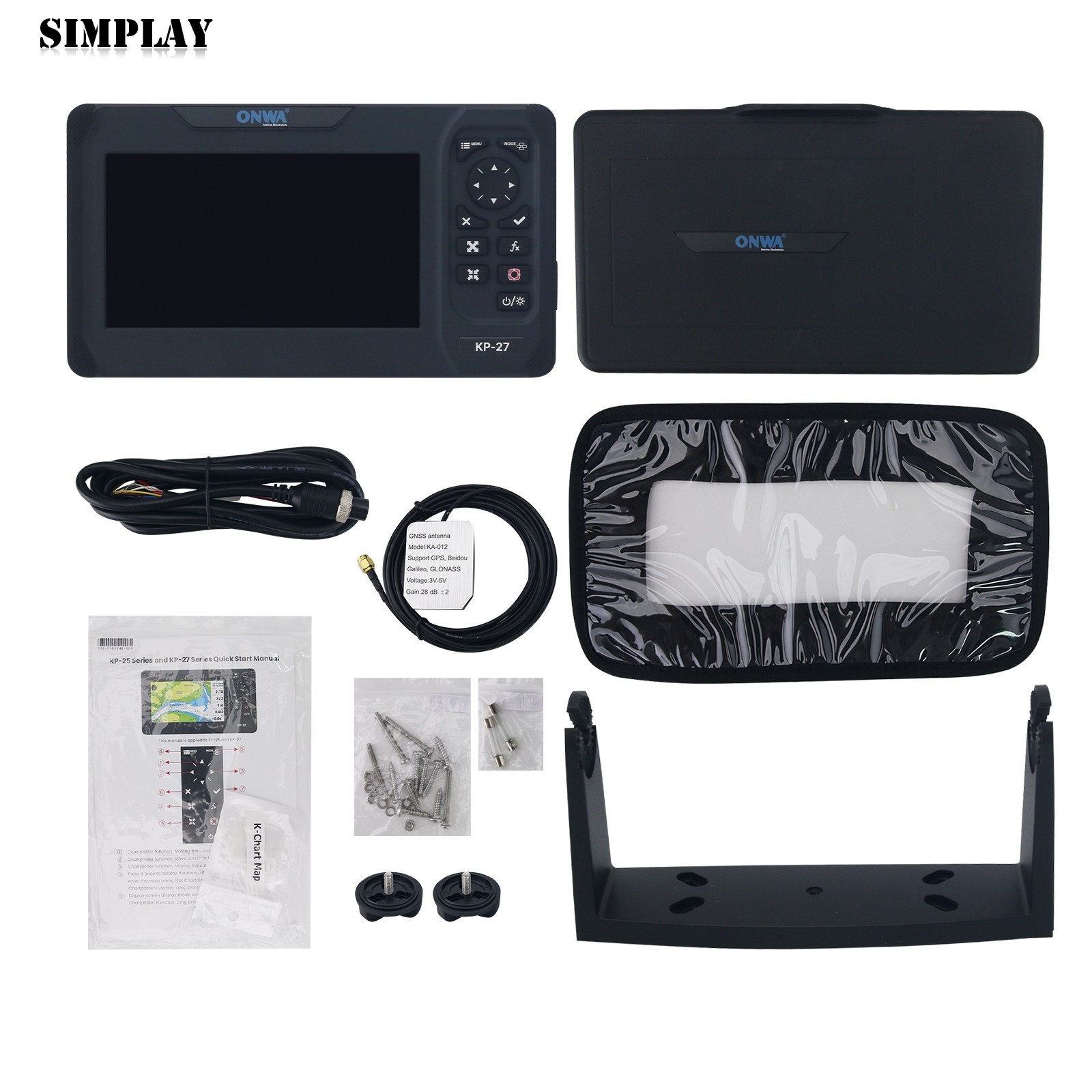 ONWA KP-27 7" 800x480 GPS Chart Plotter Marine Chartplotter w/ GPS Antenna